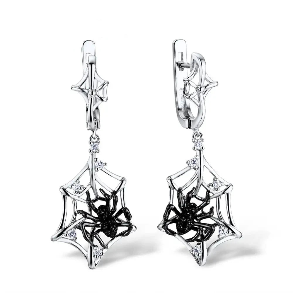 Spiders | Black Spinel | White Zirconia | Sterling Silver | Jewelry Set