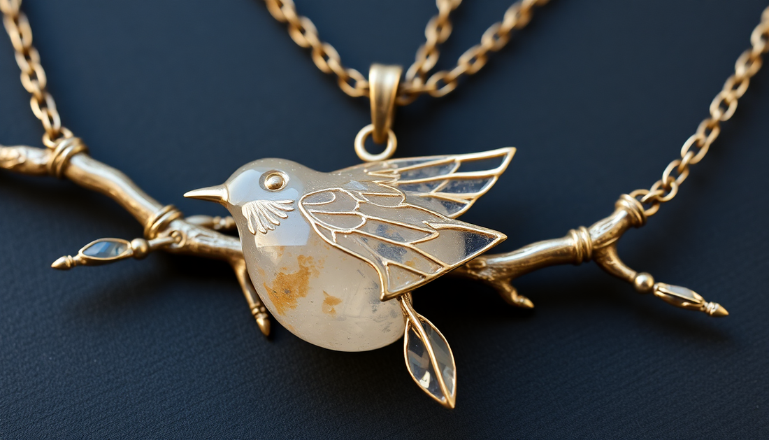 Nature's Whimsical Creations: Explore the Beauty of Handcrafted Bird Branch Necklaces and Mystic Quartz Jewelry