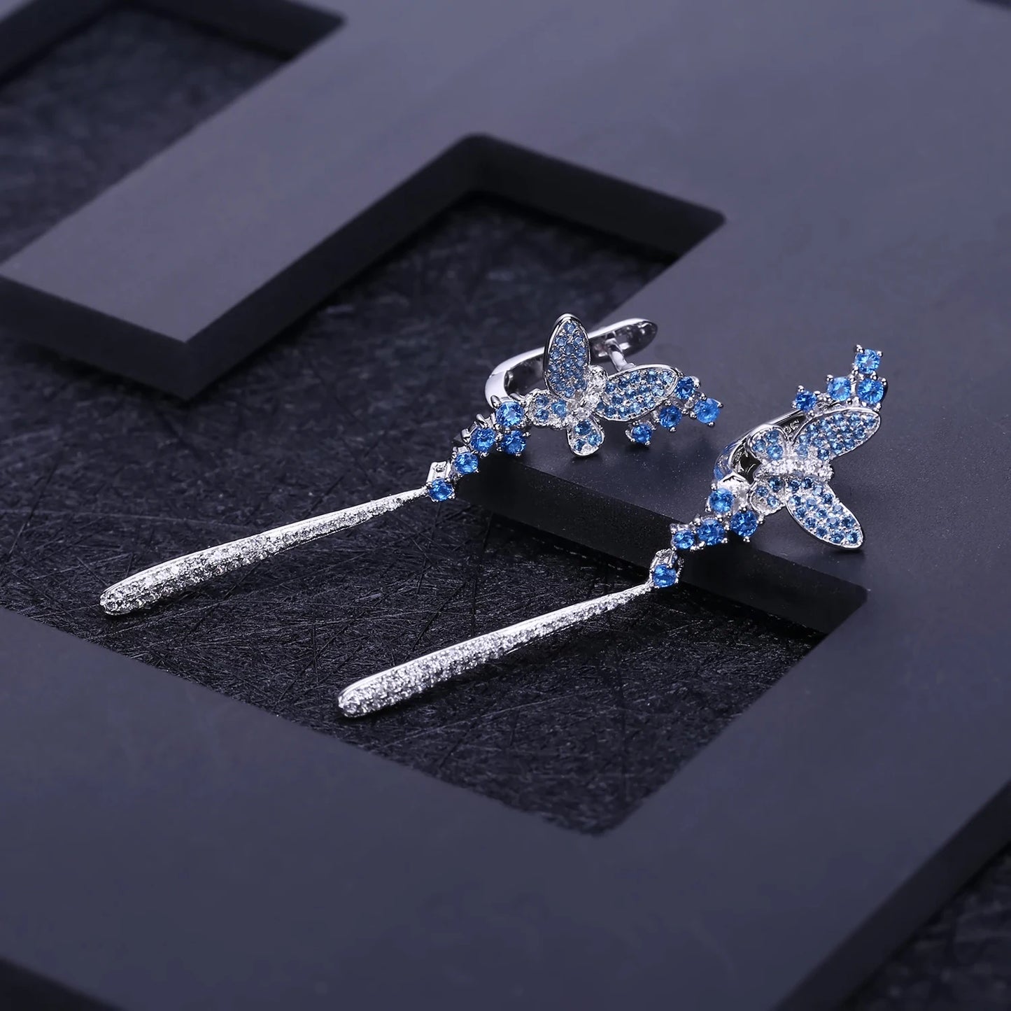 Butterfly | Nano-Sapphire | Zircon | Sterling Silver | Dangle Earrings
