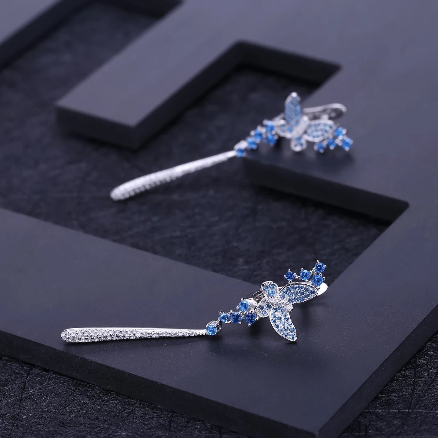 Butterfly | Nano-Sapphire | Zircon | Sterling Silver | Dangle Earrings
