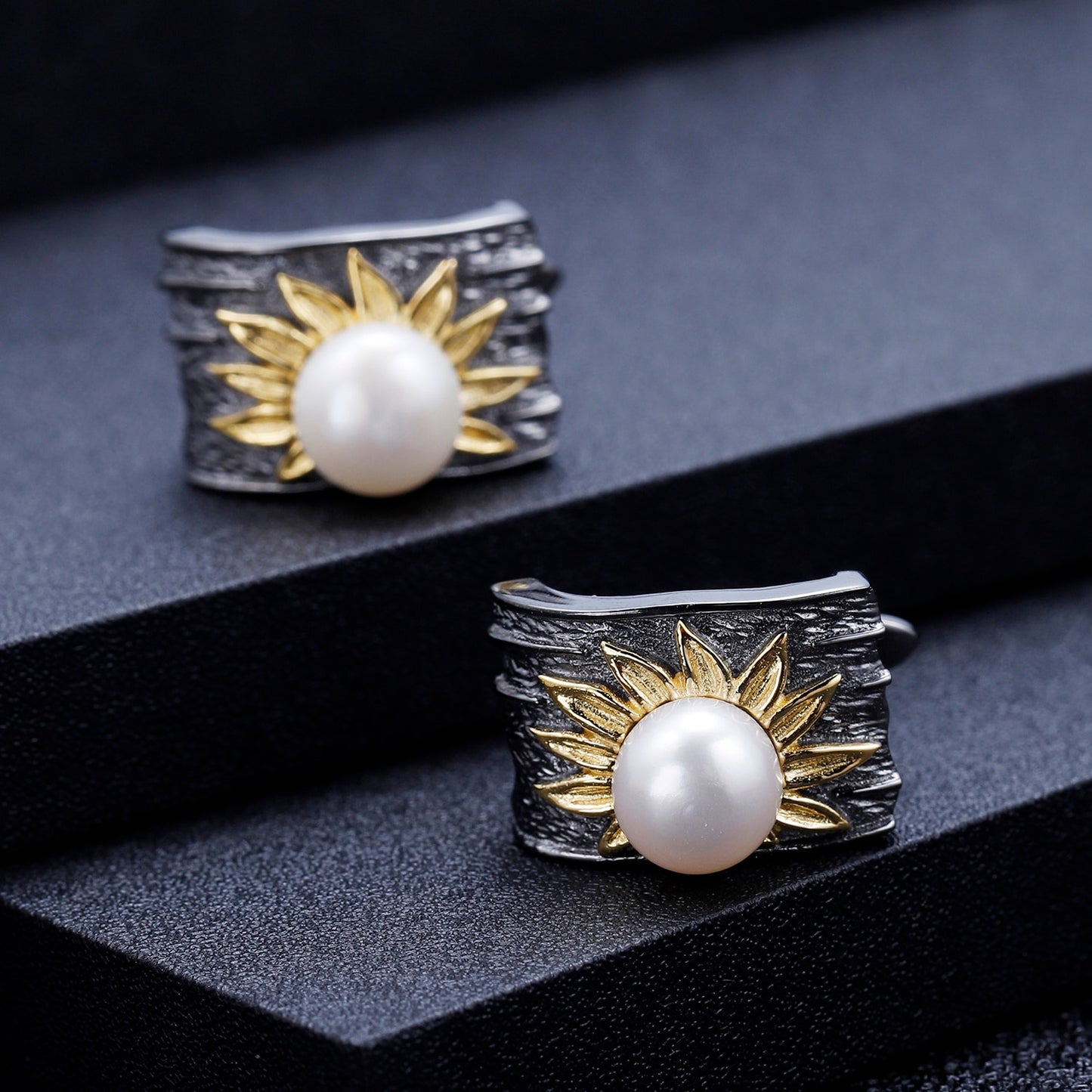 Sunflower | Freshwater Pearl | Sterling Silver | 18K Gold | Jewelry Set