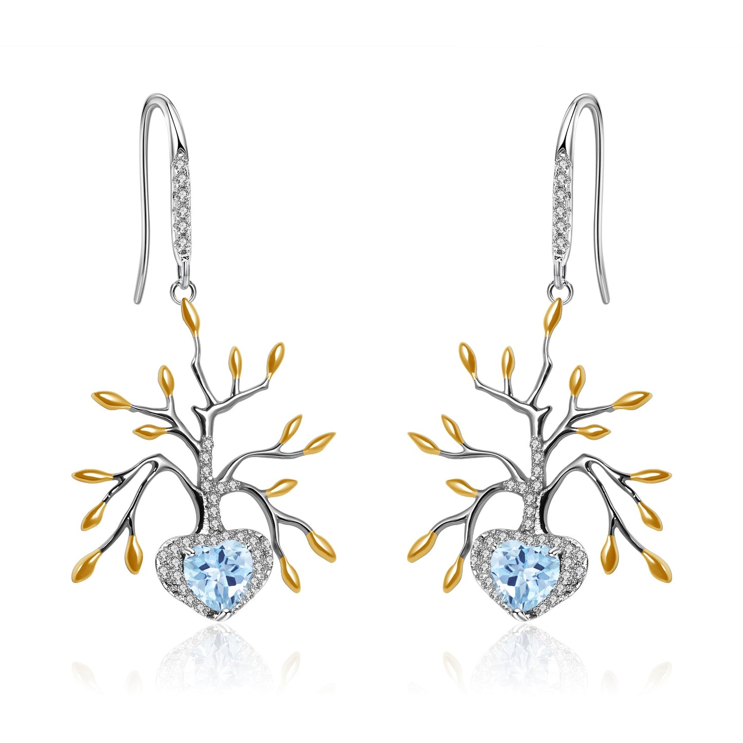 Tree Of Life | Blue Topaz | Garnet | Amethyst | Sterling Silver | 18K Gold | Dangle Earrings