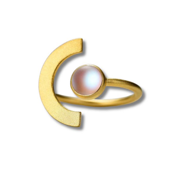 Celestial | Moonstone | Sterling Silver | 18K Gold | Adjustable Ring
