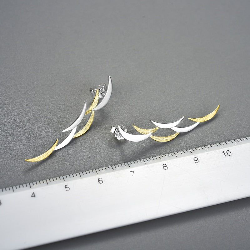 Crescent Moon Cluster | Sterling Silver | 18K Gold | Earrings