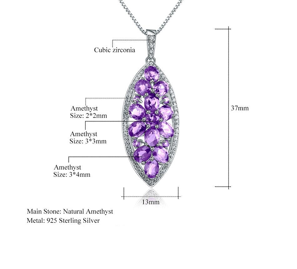 Flower Cluster | Amethyst | Zirconia | Sterling Silver | Jewelry Set