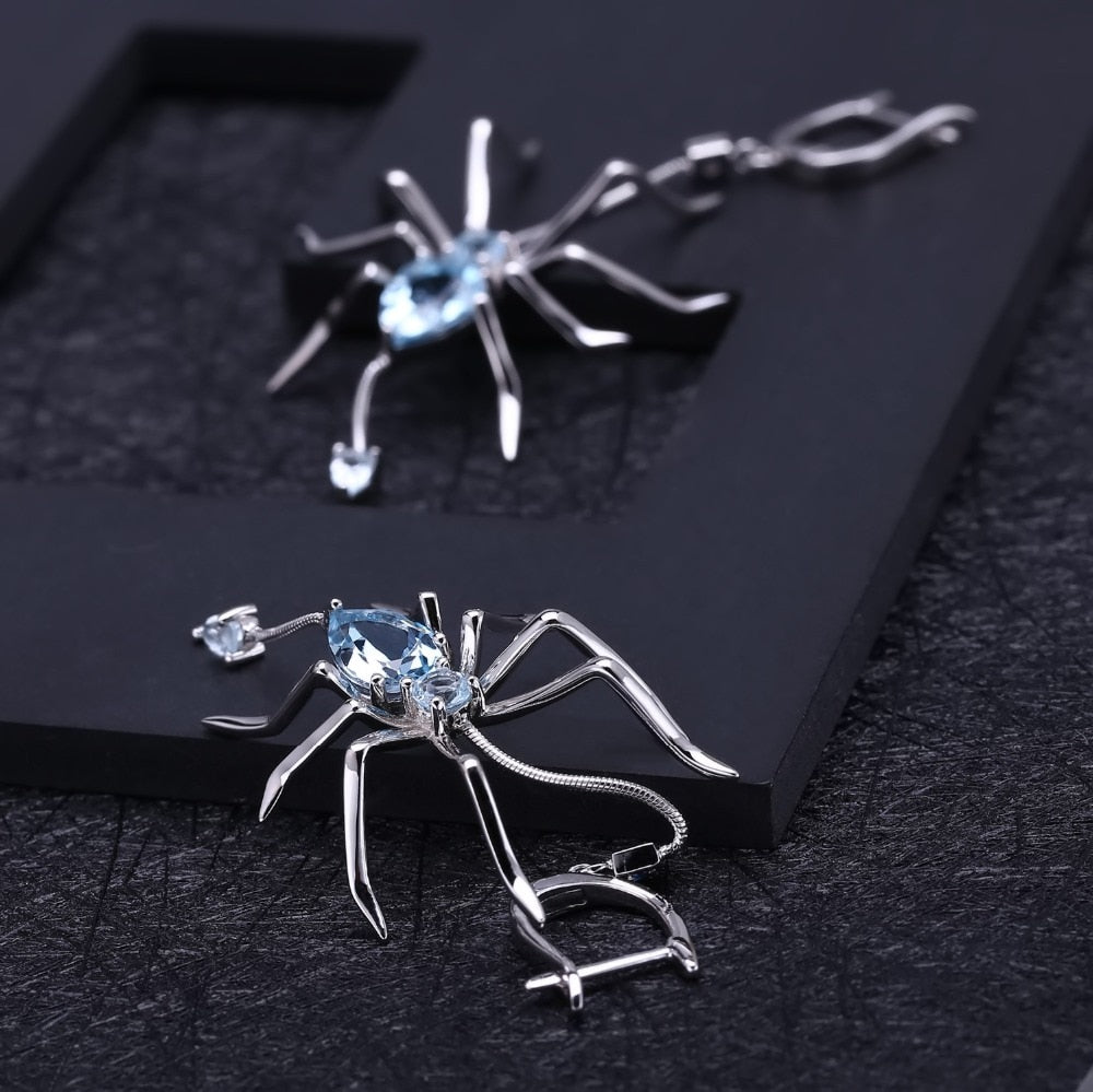 Crystal Spiders | Blue Topaz | Sterling Silver | Jewelry Set