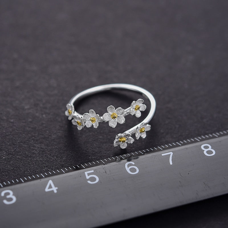 Bacopa Flower Cluster | Sterling Silver | 18K Gold | Adjustable Ring