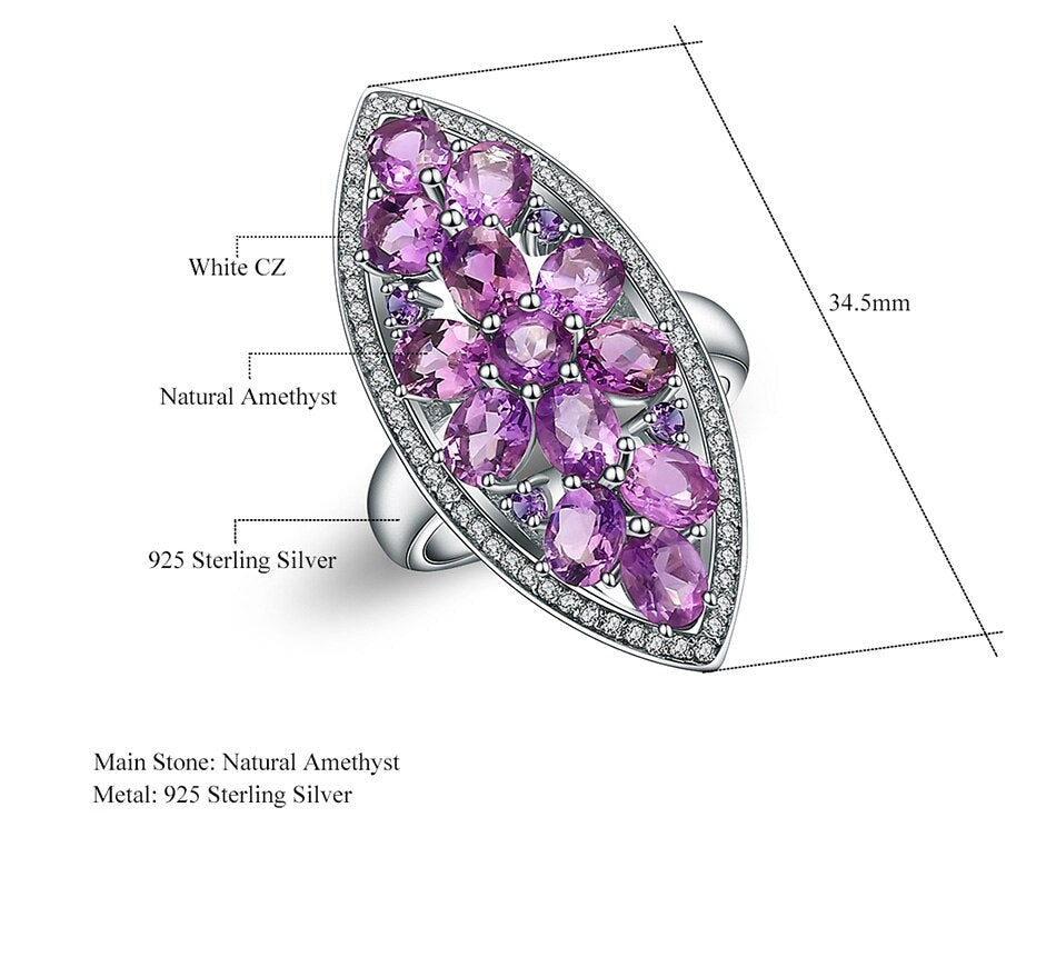 Flower Cluster | Amethyst | Zirconia | Sterling Silver | Jewelry Set