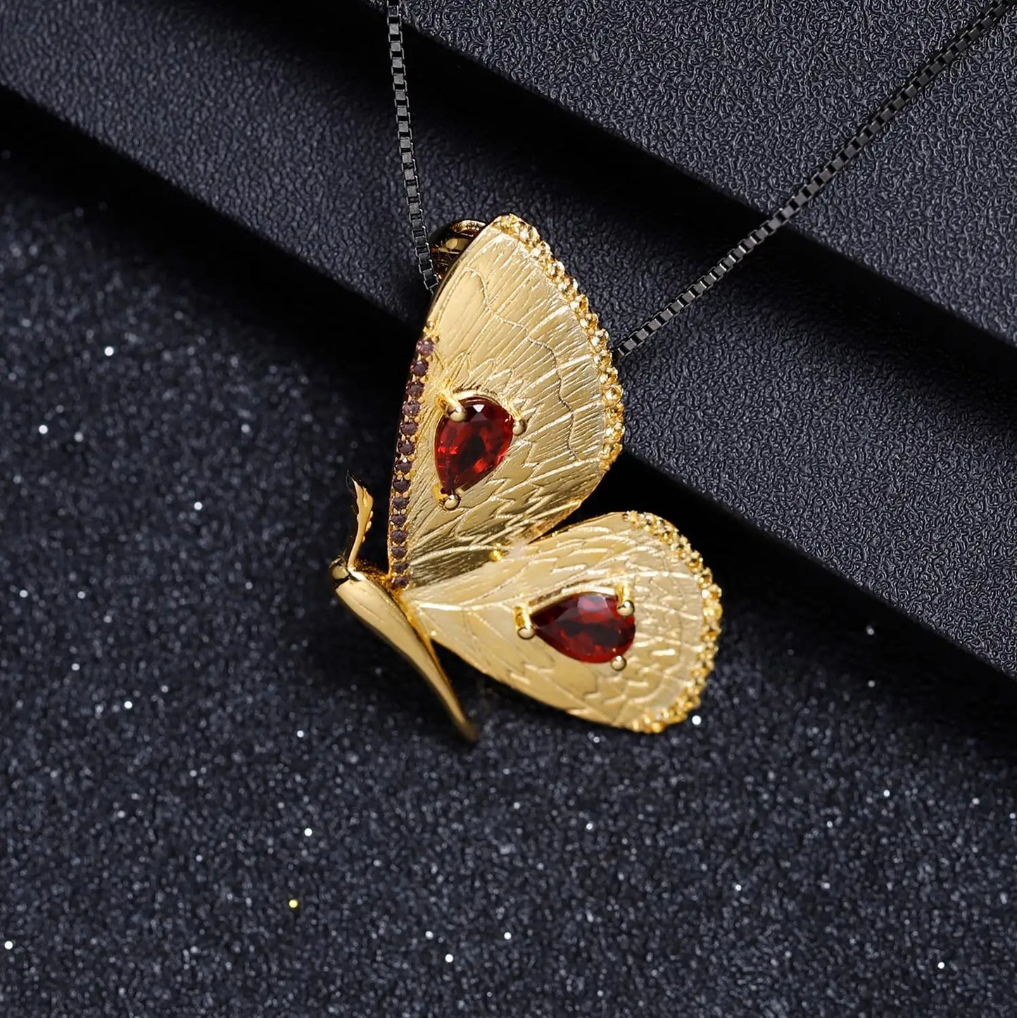 Butterfly | Sterling Silver | 18K Gold | Diopside | Garnet | Amethyst | Necklace or Brooch