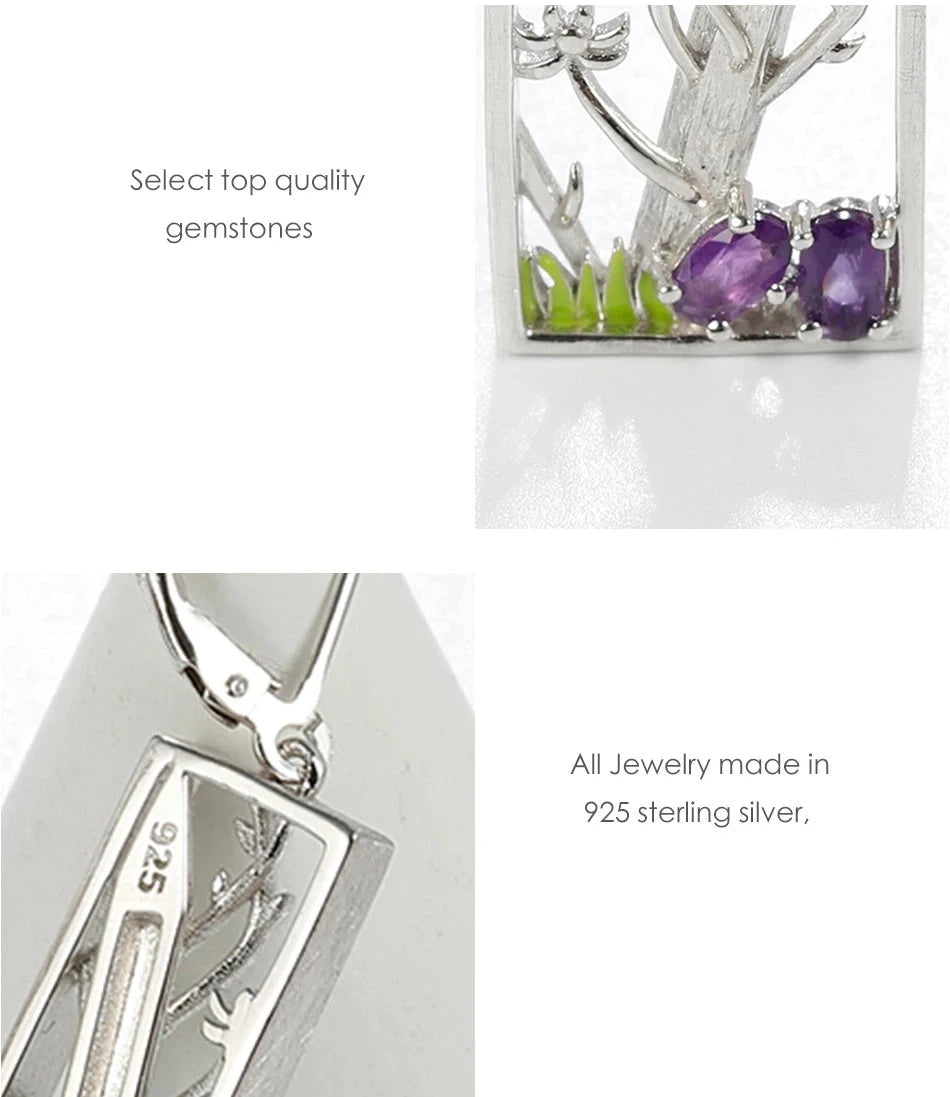 Tree Branch | Sterling Silver | Amethyst | Peridot | Agate | Dangle Earrings