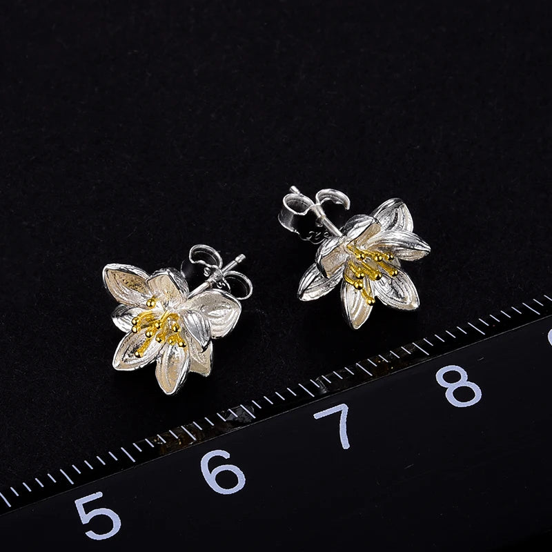 Magnolia Flower | Sterling Silver | 18K Gold | Stud Earrings
