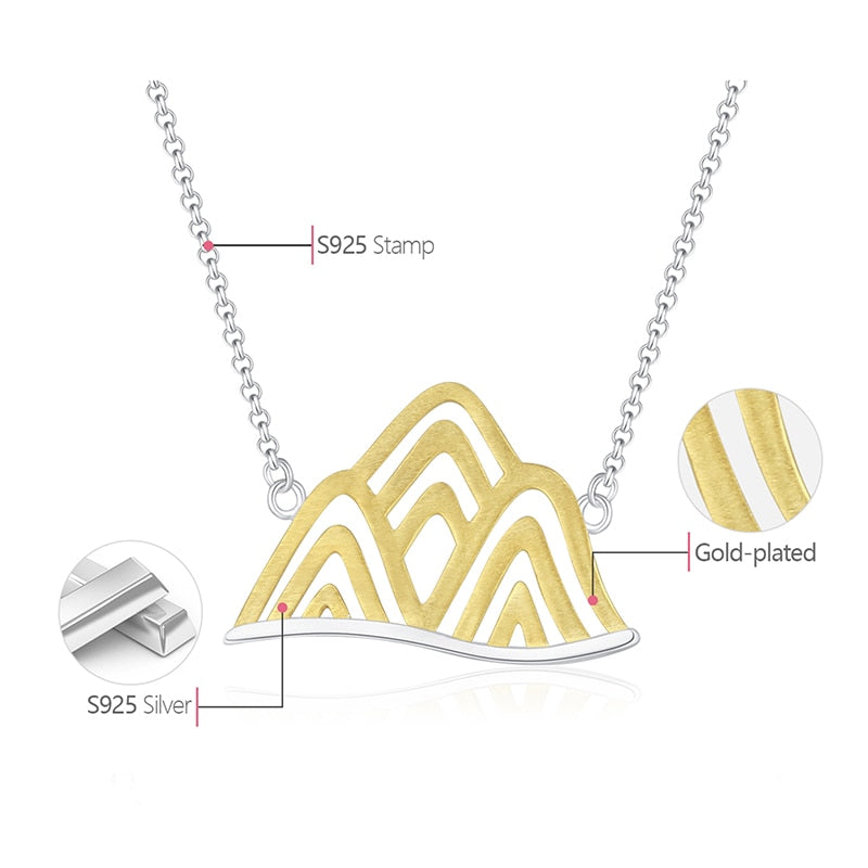 Whimsical Mountains | Sterling Silver | 18K Gold | Necklace