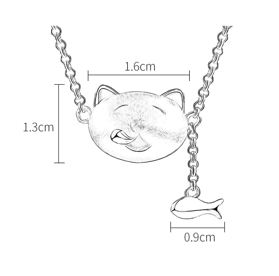 Cat & Fish Charm | Sterling Silver | Necklace