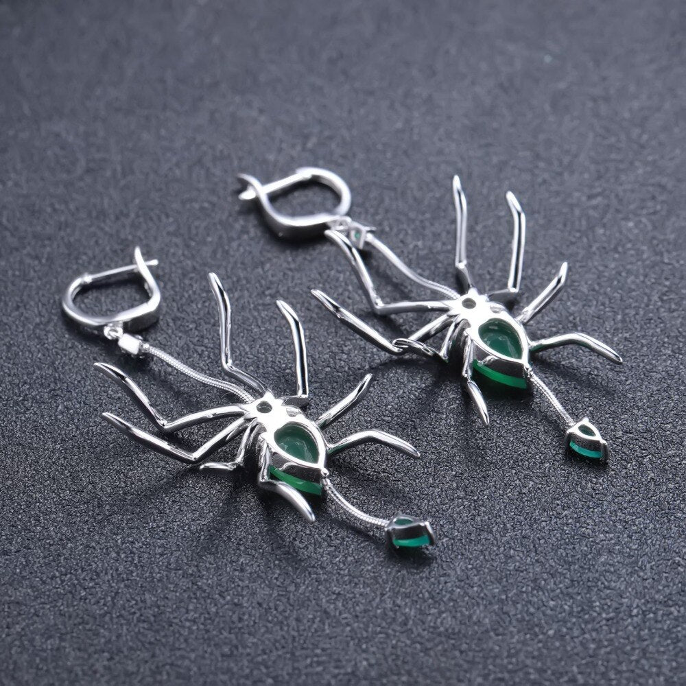 Green Spiders | Agate | Sterling Silver | Jewelry Set