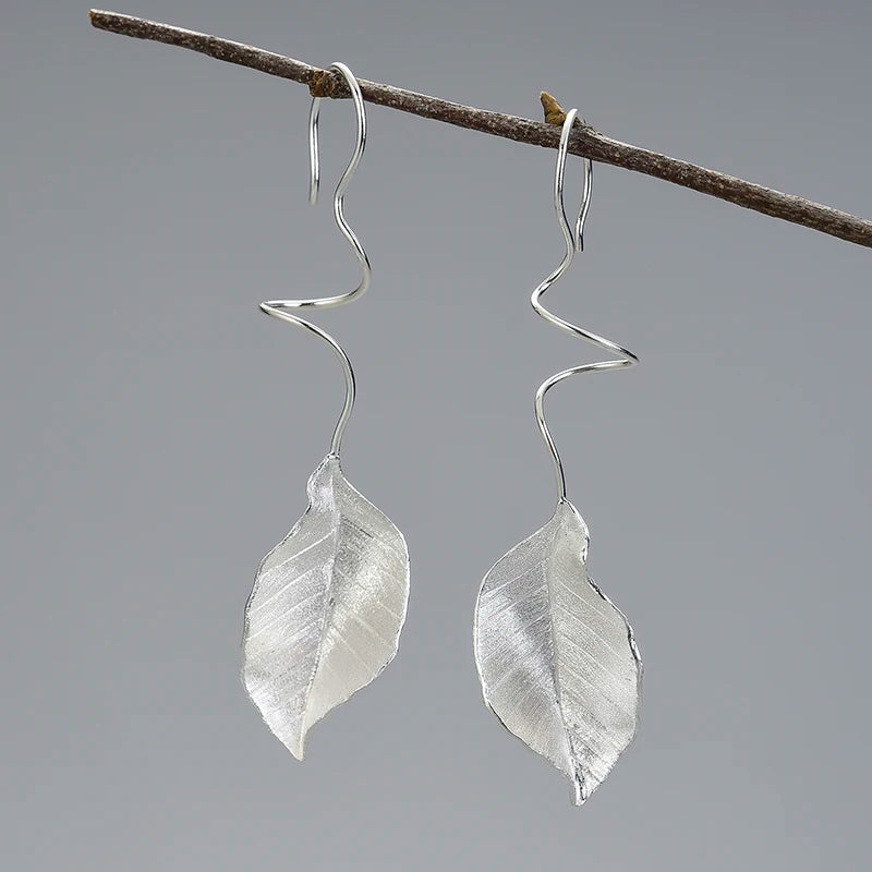 Falling Leaf | Sterling Silver | 18K Gold | Dangle Earrings