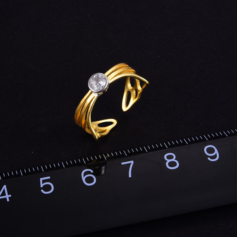 Fairy Wings | Zirconia | Sterling Silver | 18K Gold | Adjustable Ring