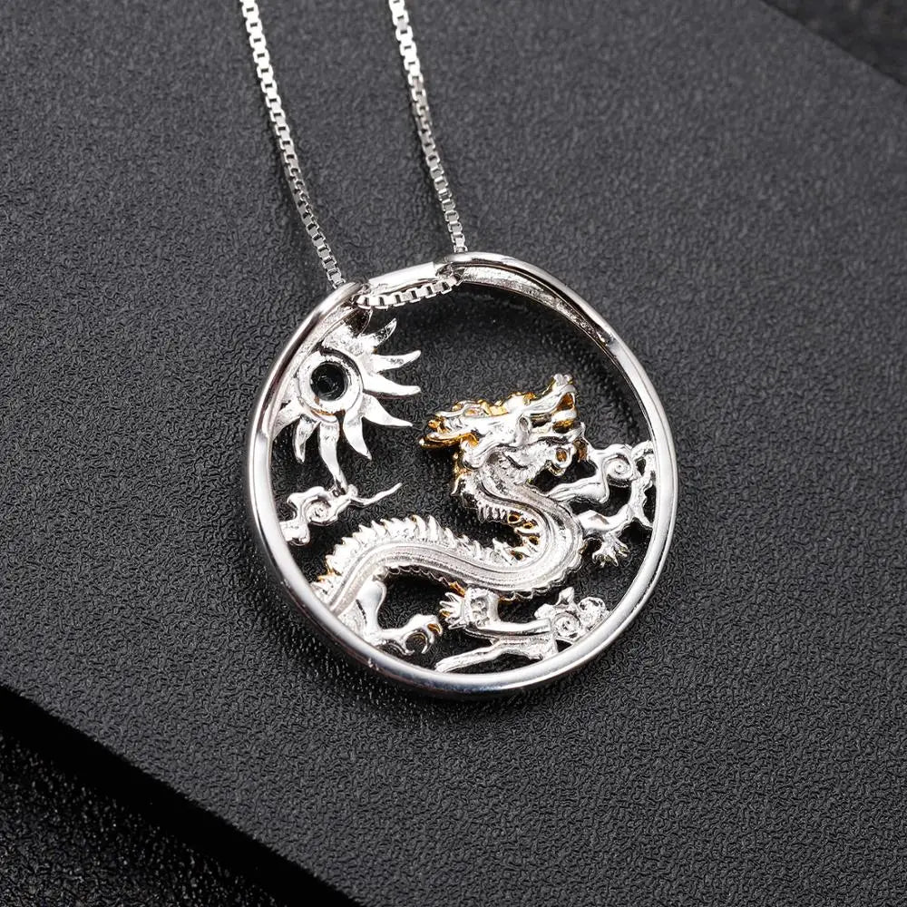 Year of the Dragon Zodiac | Sterling Silver | 18K Gold | Opal | Blue Topaz | Diopside | Necklace
