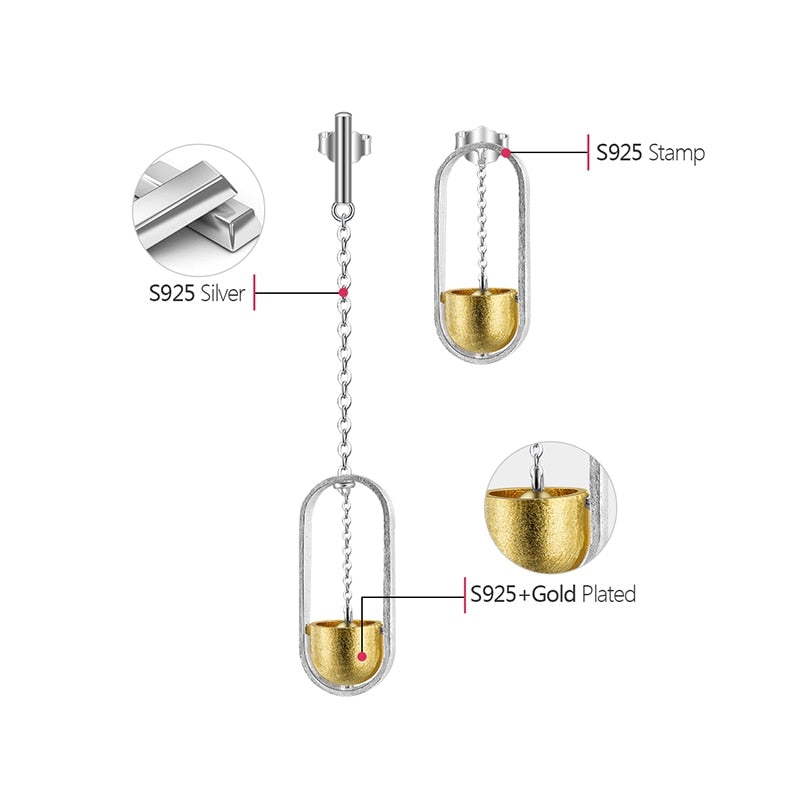 Upside Down Bell | Sterling Silver | 18K Gold | Asymmetrical Earrings