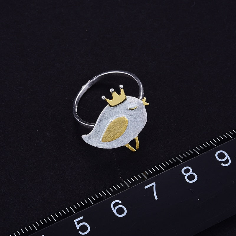 Princess Bird | Sterling Silver | 18K Gold | Adjustable Ring