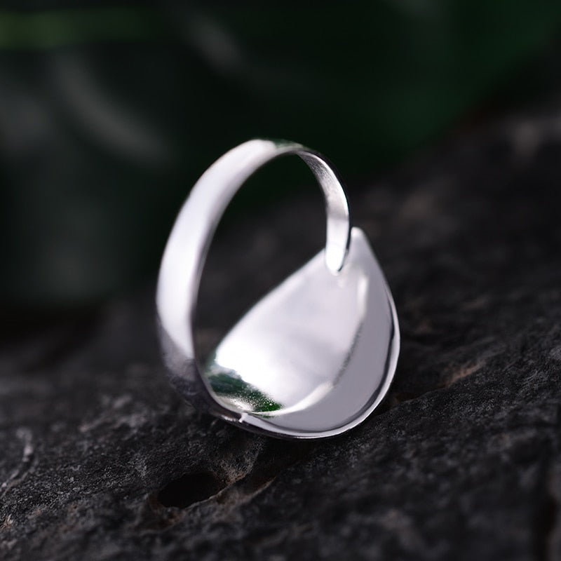 Tropical Leaf | Sterling Silver | 18K Gold | Freshwater Pearl | Adjustable Ring