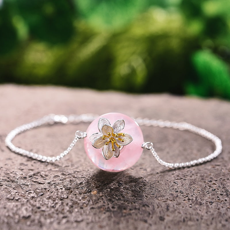 Lotus Flower | Rose Quartz | Aventurine | Sterling Silver | 18K Gold | Chain Bracelet