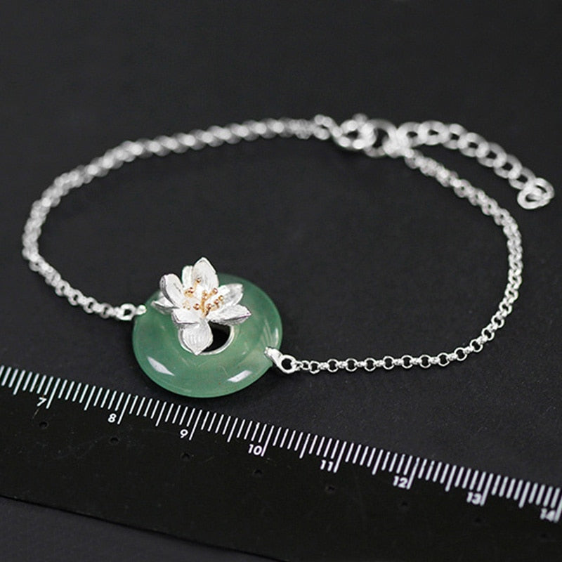 Lotus Flower | Rose Quartz | Aventurine | Sterling Silver | 18K Gold | Chain Bracelet