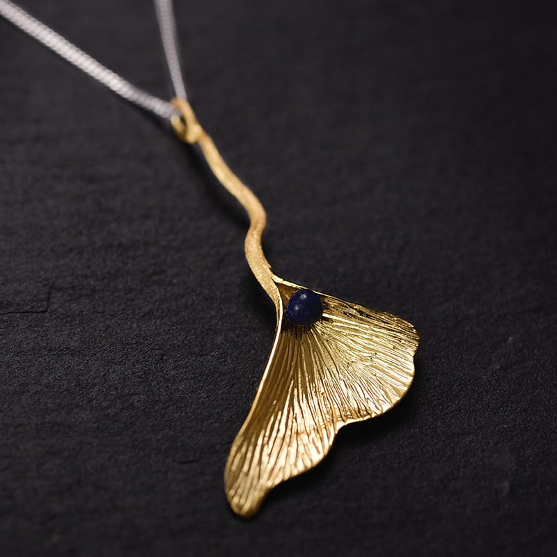 Ginkgo Leaf | Lapis Lazuli | Sterling Silver | 18K Gold | Jewelry Set
