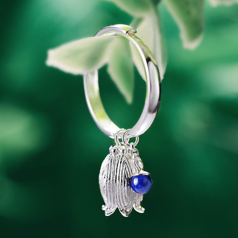 Bell Flower | Lapis Lazuli | Sterling Silver | 18K Gold | Jewelry Set