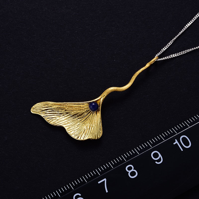 Ginkgo Leaf | Lapis Lazuli | Sterling Silver | 18K Gold | Jewelry Set