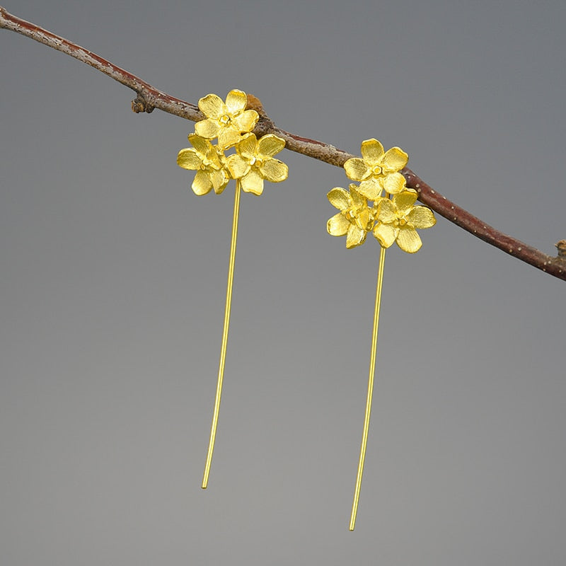 Bacopa Flower Cluster | Sterling Silver | 18K Gold | Drop Earrings