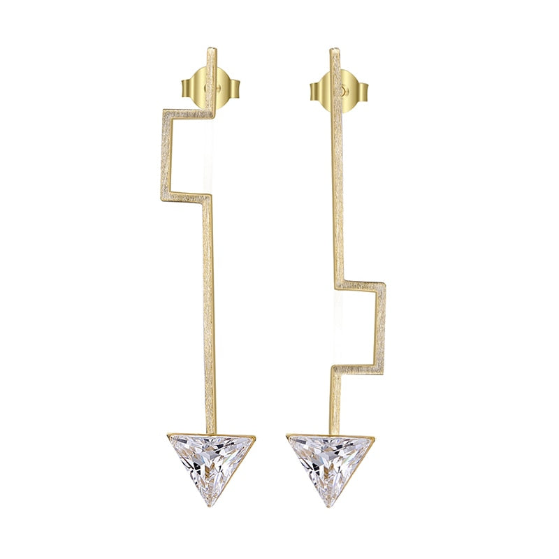 Geometric Arrow | Sterling Silver | Zirconia | Dangle Earrings