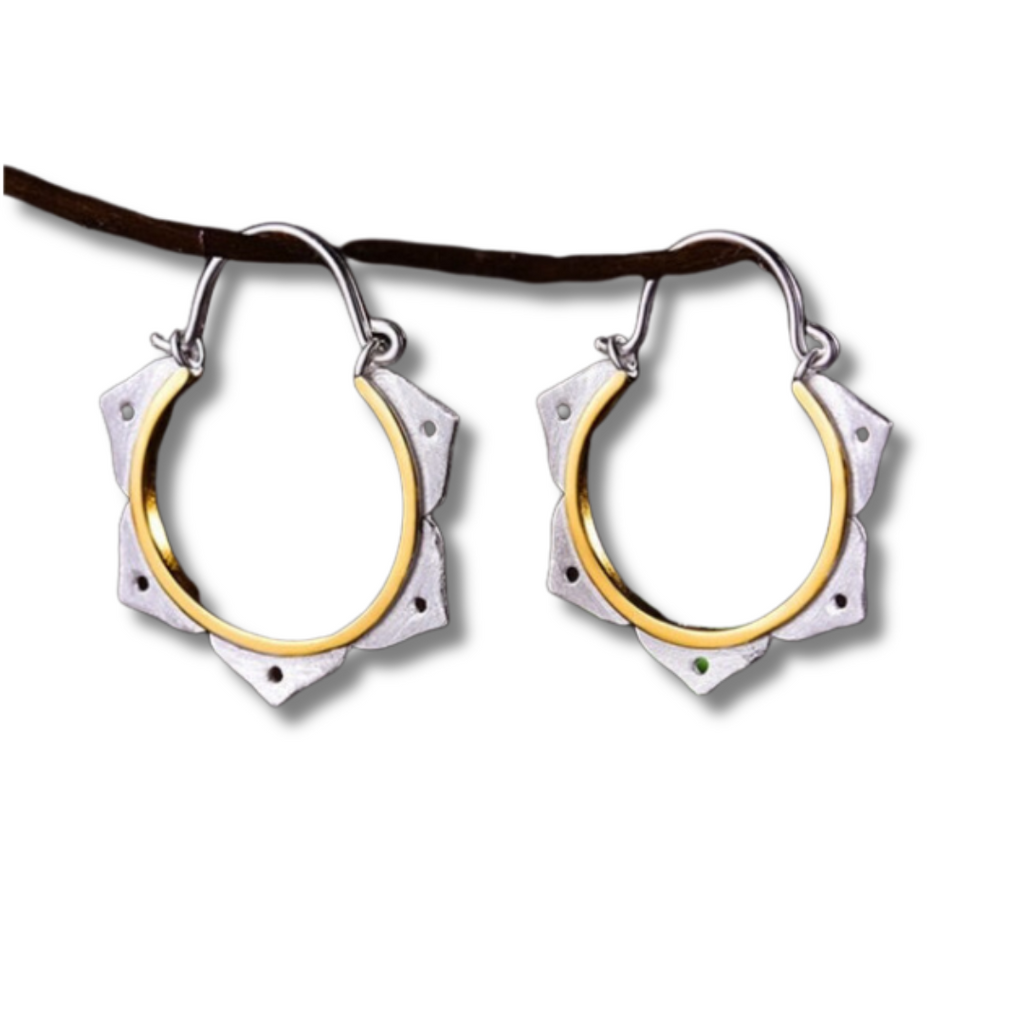Lotus | Sterling Silver | 18K Gold | Hoop Earrings