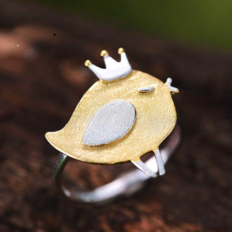 Princess Bird | Sterling Silver | 18K Gold | Adjustable Ring