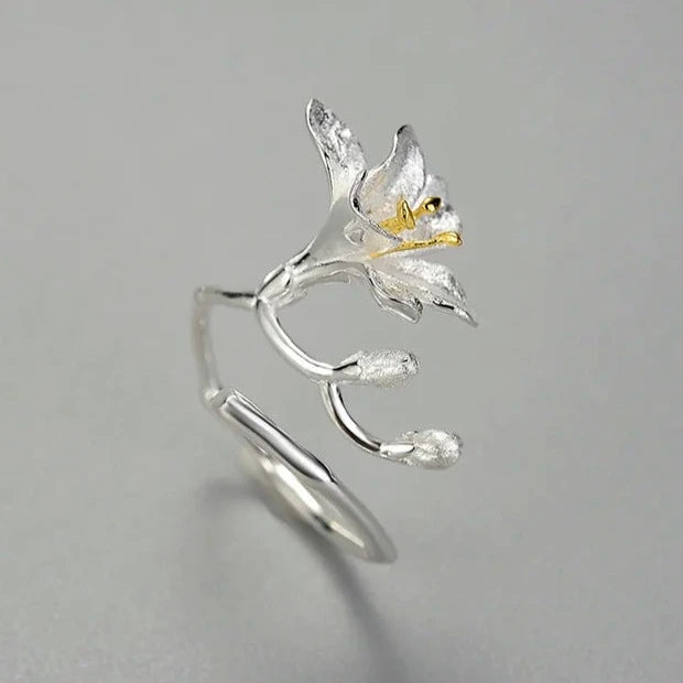 Magnolia Bloom | Sterling Silver | 18K Gold | Adjustable Ring