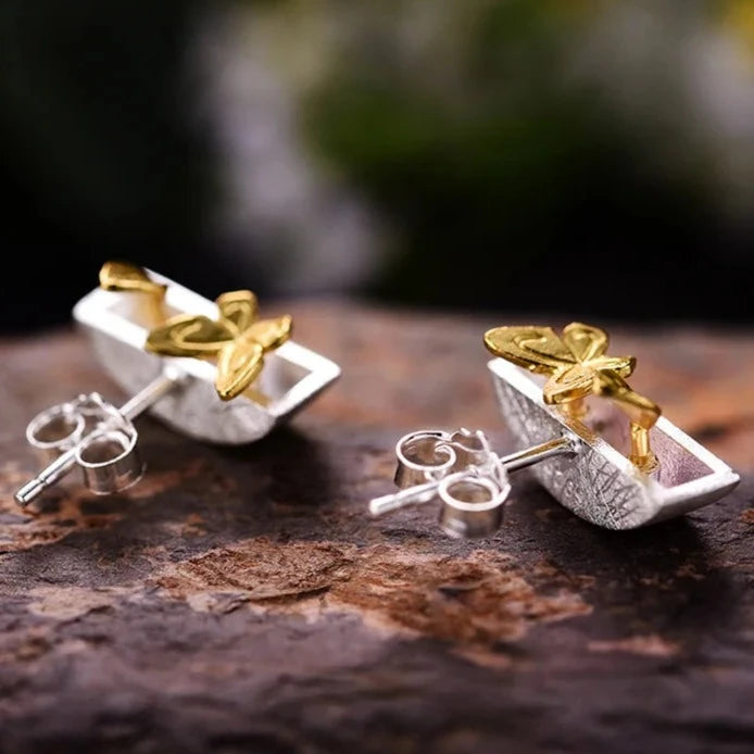 My Little Butterfly Garden | Sterling Silver | 18K Gold | Stud Earrings