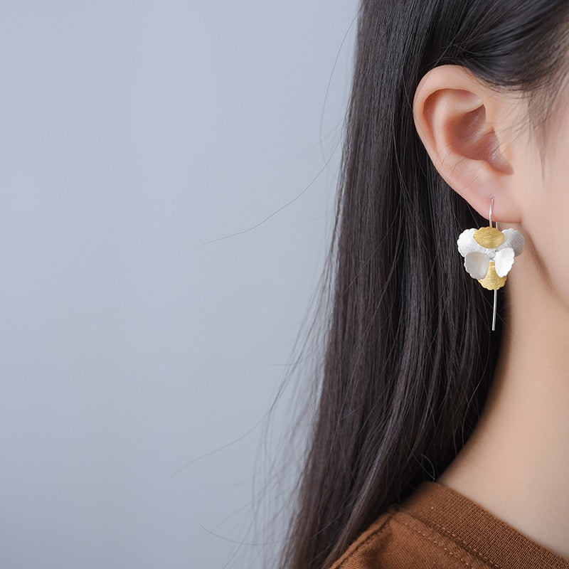Peach Tree Blossom | Sterling Silver | 18K Gold | Dangle Earrings