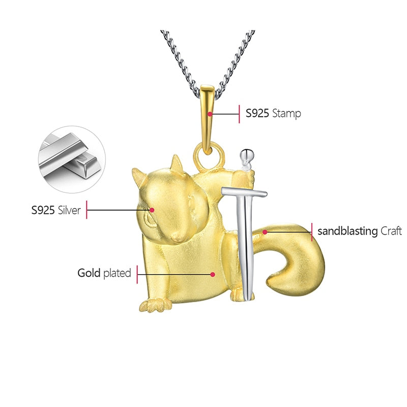 Superhero Squirrel | Sterling Silver | 18K Gold | Necklace