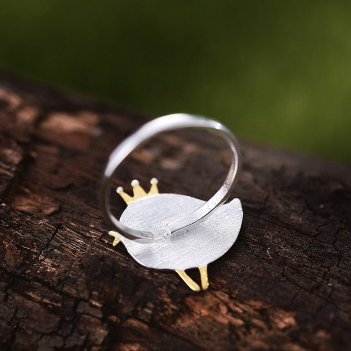 Princess Bird | Sterling Silver | 18K Gold | Adjustable Ring