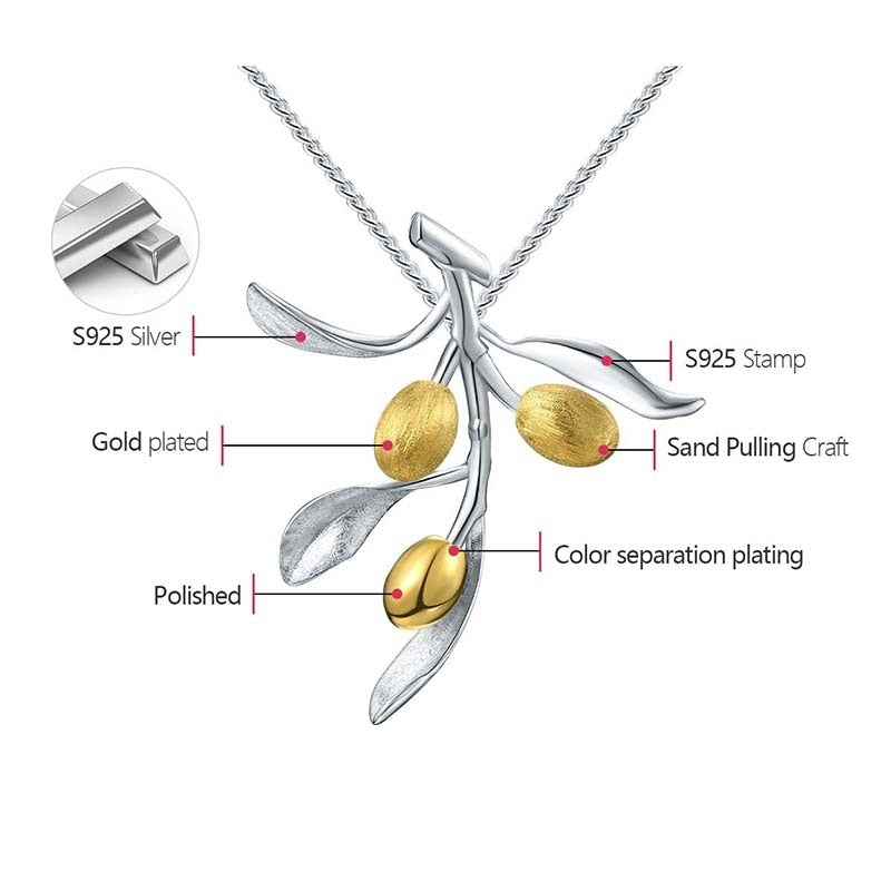 Olive Branch | Sterling Silver | 18K Gold | Necklace