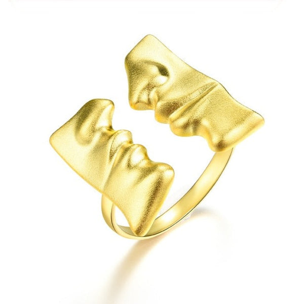 Kissing Masquerade Masks | Sterling Silver | 18K Gold | Adjustable Ring