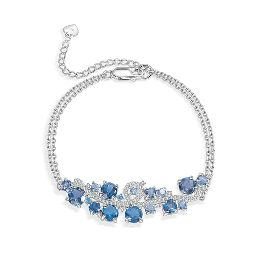Galaxy Cluster | Sterling Silver | Amethyst | Garnet | Blue Topaz | Rhodolite | Chain Bracelet