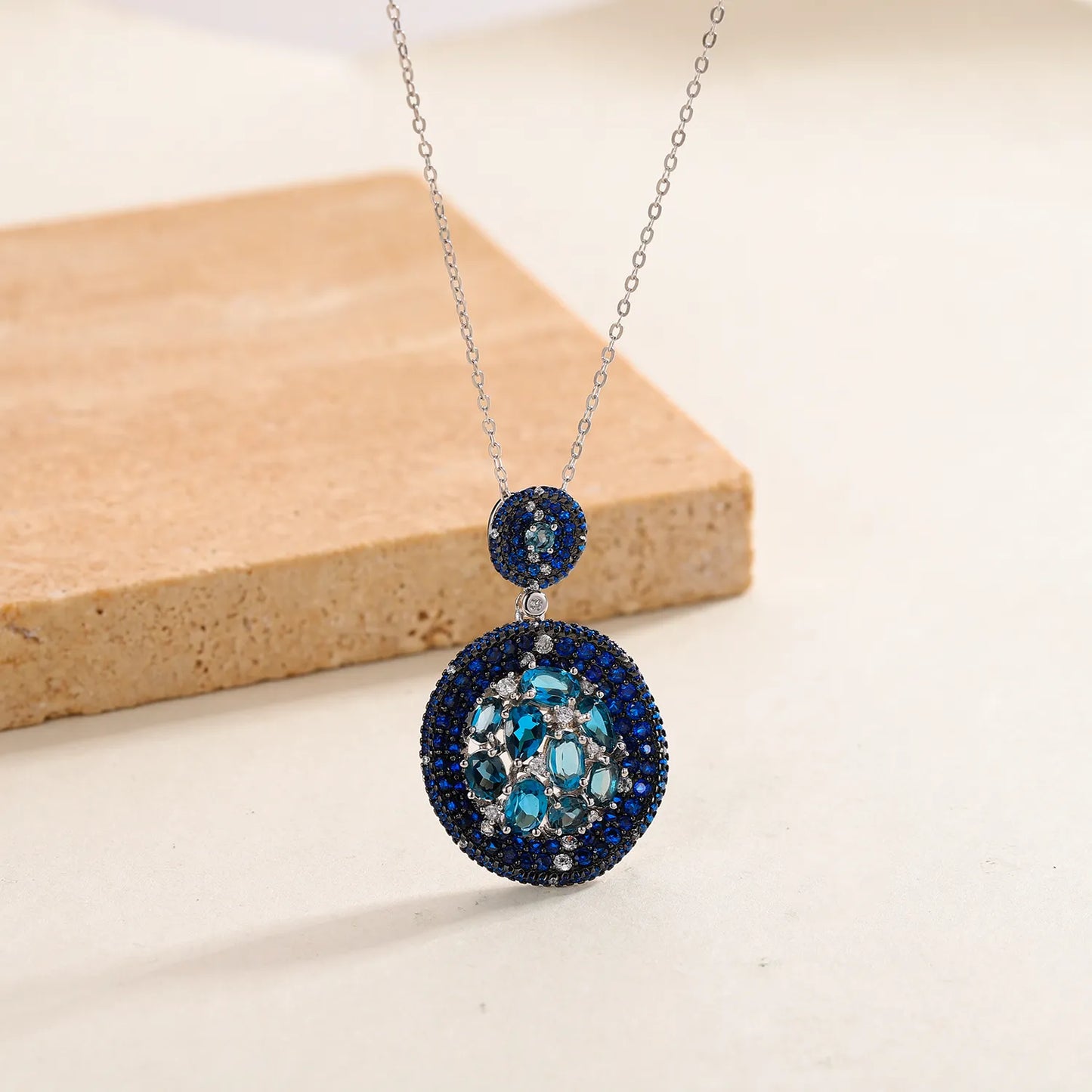 Starry Night | London Blue Topaz | Nano-Sapphire | Zirconia | Sterling Silver | Necklace