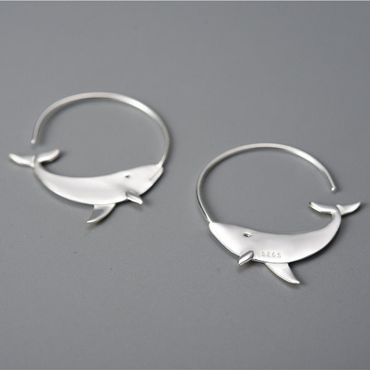 Whale | Sterling Silver | 18K Gold | Hoop Earrings