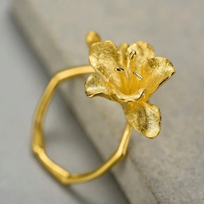Magnolia Bloom | Sterling Silver | 18K Gold | Adjustable Ring