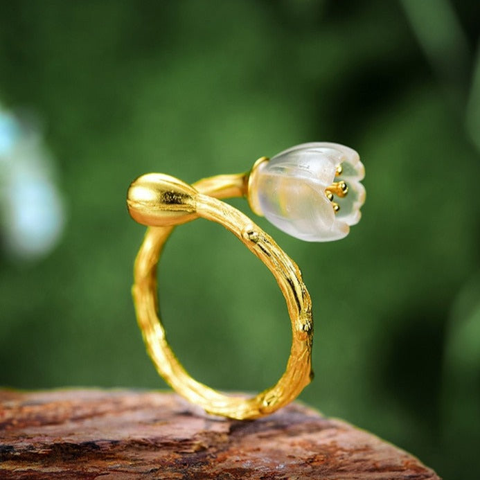 Lily Of The Valley | Crystal Quartz | Sterling Silver | 18K Gold | Jewelry Set