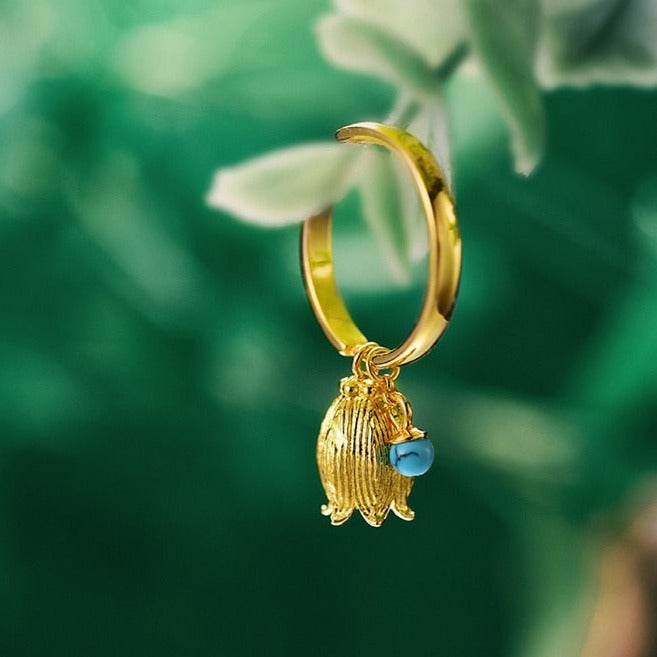Bell Flower | Sterling Silver | 18K Gold | Lapis Lazuli | Turquoise | Charm Ring