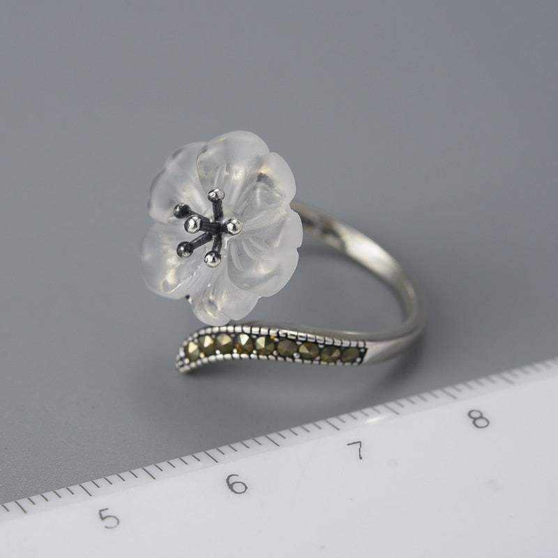 Cherry Blossom | Crystal Quartz | Marcasite | Wrap Ring