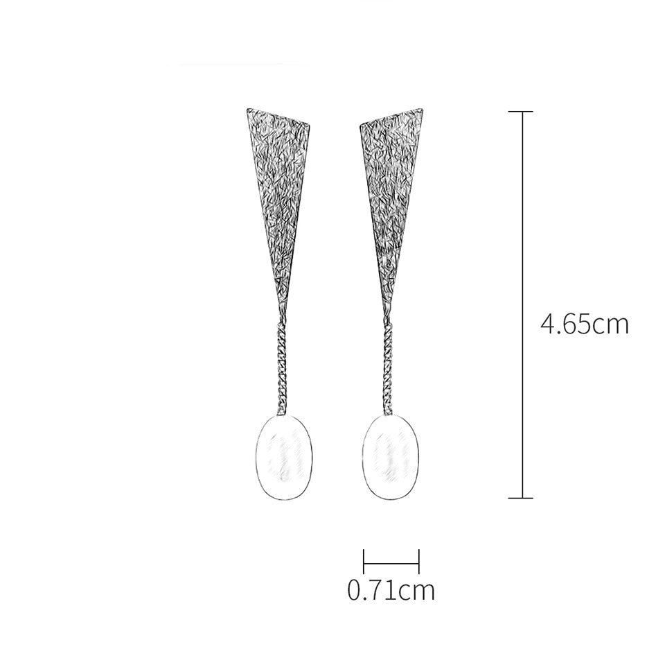 Triangle | Freshwater Pearl | Drop Earrings | Sterling Silver | 18K Gold