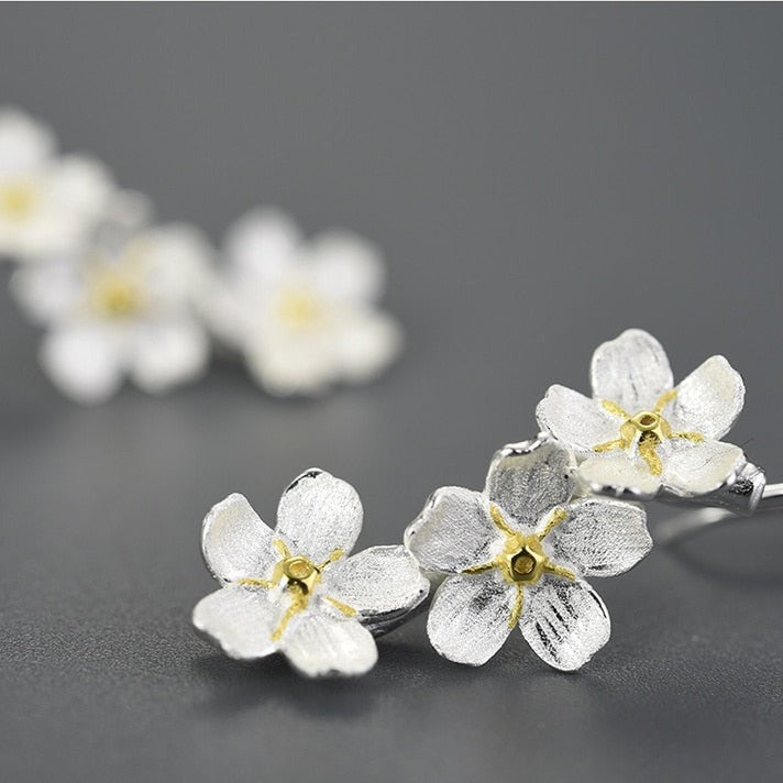 Bacopa Flower Cluster | Sterling Silver | 18K Gold | Dangle Earrings
