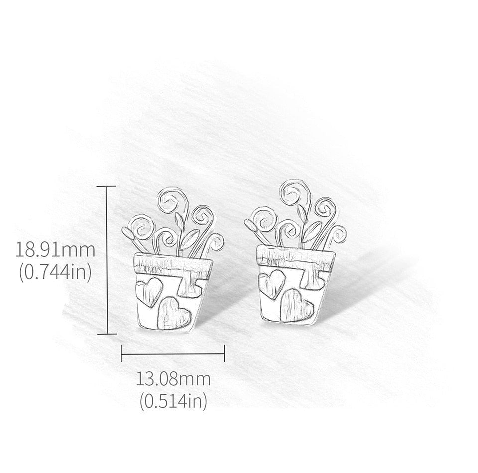 Potted Plant | Sterling Silver | 18K Gold | Earrings